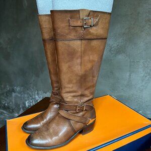 Arturo Chiang Cognac Leather Boots – Back Zip – Women's 8M – Equestrian Style
